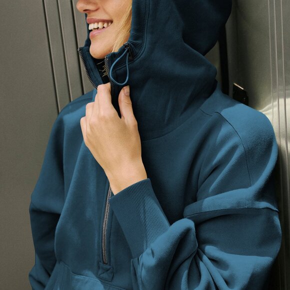 Hooded sweatshirt, athletic hoodie, zip-up drawstring, long-sleeved top, jacket - Picture 4 of 5